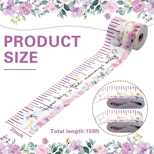 Miniatura 2 de Coume 2 rollos de cinta métrica para baby shower, 2 pulgadas x 150 pies, cinta métrica de vientre para baby shower, regalos y suministros de fiesta