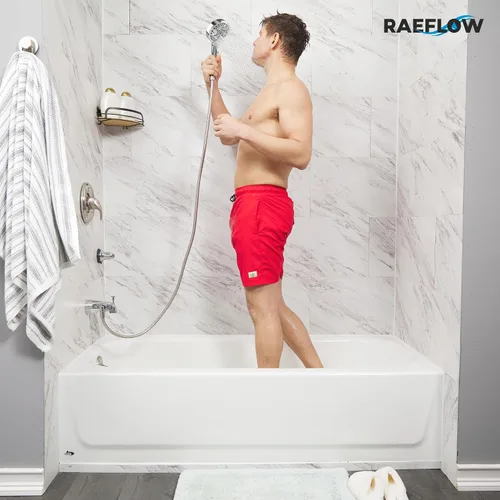 Miniatura 7 de Grifo de bañera de metal con pulverizador, 10 ajustes de ducha de mano, grifo de bañera con rociador cromado