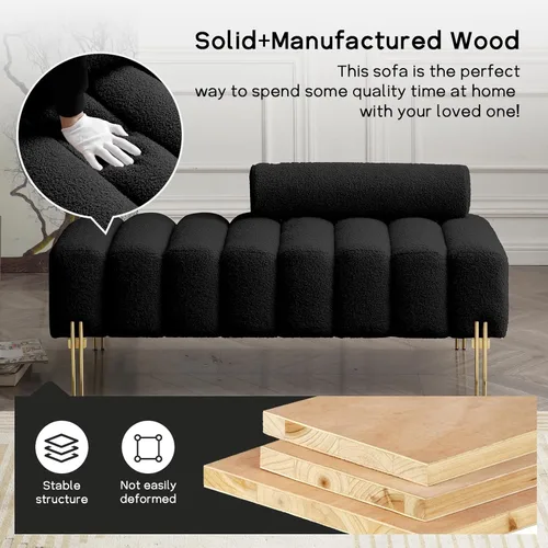 Miniatura 7 de NIOIIKIT Sofá loveseat moderno de 53.2", sofá de acento tapizado con patas doradas y respaldo ajustable, pequeños sofás de felpa teddy para Peluche