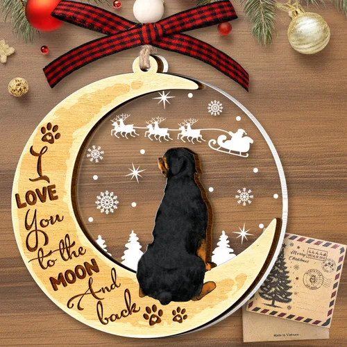 Miniatura 12 de Adornos de Perro Pastor Australiano para Árbol de Navidad, Adorno de Madera y Acrílico de 2 Capas de Pastor Australiano, Decoración Navideña 2025