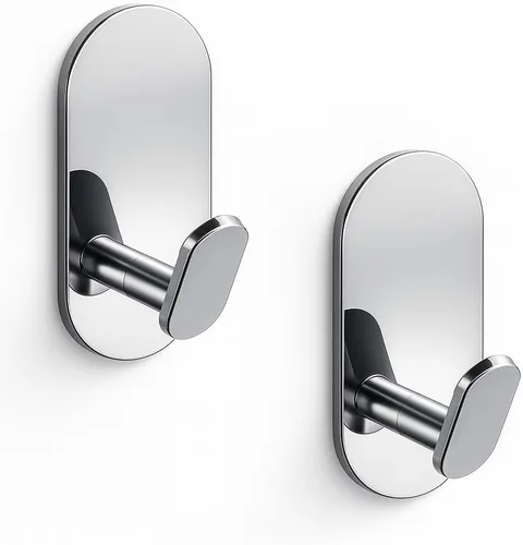 Ganchos adhesivos para toallas para baños, paquete de 2, ganchos de pared de cromo pulido de acero inoxidable y aleación de zinc, ganchos adhesivos