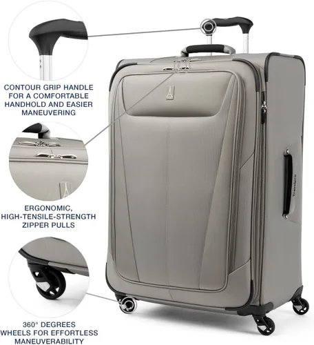 Miniatura 309 de Travelpro Maxlite 5 - Juego de 2 piezas de equipaje de mano de tela, expandibles con 4 ruedas giratorias, bolso blando para debajo del asiento, Negro