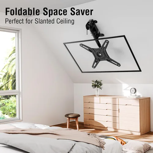 Miniatura 2 de ELIVED Soporte de techo abatible para TV para la mayoría de televisores de 14 a 40 pulgadas, soporte de TV plegable para techo plano y inclinado