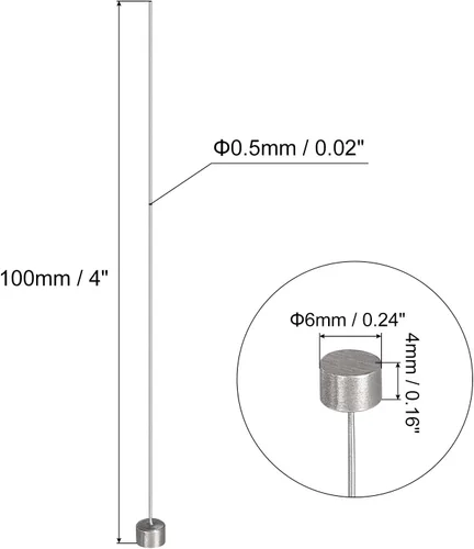 Miniatura 2 de uxcell Pasadores de eyector rectos, 0.020 in (1/64 ") de diámetro. Punzón de punta redonda de acero 65Mn 100 mm (4 ") de largo para mantenimiento