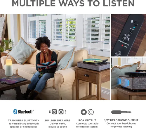 Miniatura 5 de ION Audio Luxe LP - Reproductor de discos de vinilo Bluetooth con altavoces, conversión USB, placa de tamaño completo, parada automática, salida