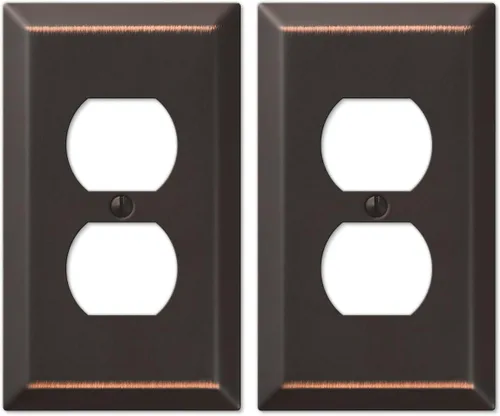 Amerelle Placa de pared, 1 dúplex, acero | Bronce envejecido | Paquete de 2