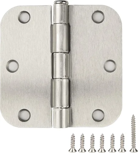 Miniatura 11 de Paquete de 12 bisagras redondeadas para puerta, con radio de 5/8 de pulgada, negro mate, 3.5 x 3.5 pulgadas Negro mate redondeado