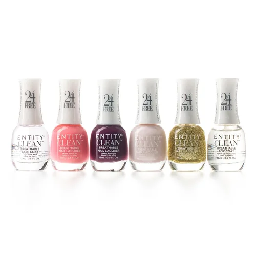Miniatura 6 de Entity Juego de esmalte de uñas limpio, paquete de 6 esmaltes de uñas combinado con capa superior y base, juego libre de crueldad animal y vegano