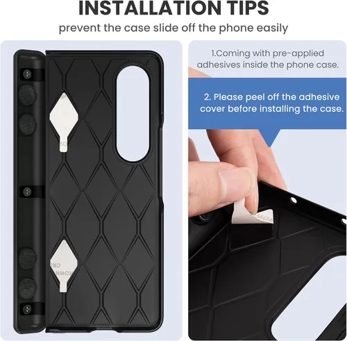 Miniatura 3 de Ruky - Funda para Galaxy Z Fold 4 con protección de bisagra, color negro Fundas de cuerpo completo con soporte magnético y protector de pantalla