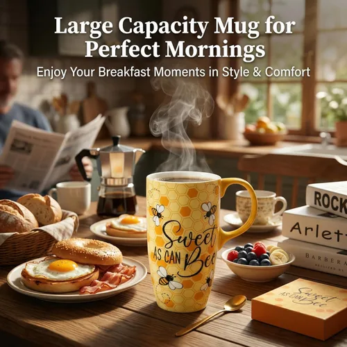 Miniatura 4 de Topadorn Taza de viaje de cerámica con tapa y asa para hombres y mujeres, para trabajo de oficina, apta para microondas y lavavajillas, 17 onzas