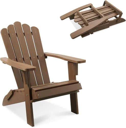Miniatura 9 de Juego de 2 sillas Adirondack apilables, duraderas, resistentes a la intemperie, asientos de patio al aire libre, sillas de madera de polietileno