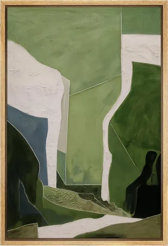 Miniatura 7 de SIGNWIN Lienzo enmarcado para pared, diseño de planta de bosque de montaña verde pastel, naturaleza, ilustraciones de área silvestre, arte moderno