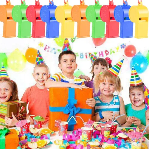 Miniatura 5 de WSYUB 72 silbatos de plástico, silbatos a granel, silbatos deportivos de entrenamiento con cordón, silbatos fuertes para niños, fiesta