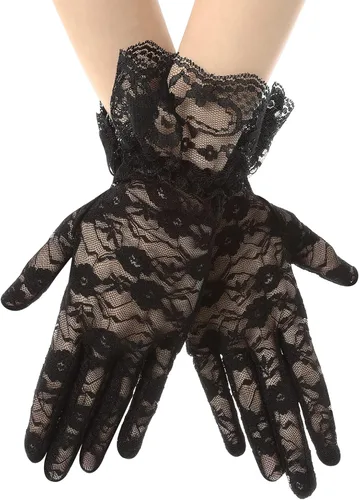 ASTER Guantes de encaje para mujer, guantes de novia con bloqueo solar, para fiesta de noche, boda, fiesta de té, graduación, Halloween, cosplay,
