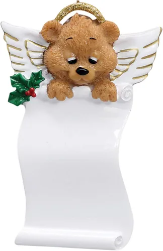 Miniatura 2 de Adorno de ángel personalizado 2025 – Reloj de adorno de ángel bebé de oso marrón, adornos de bebé de Navidad al aire libre para alas de árbol