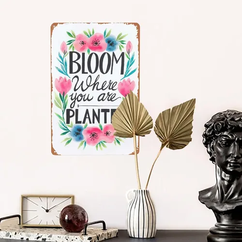 Miniatura 5 de Letrero de metal de inspiración de jardín, 8 x 12 pulgadas, "Bloom Where Planted", decoración rústica de pared para invernadero, porche y estética