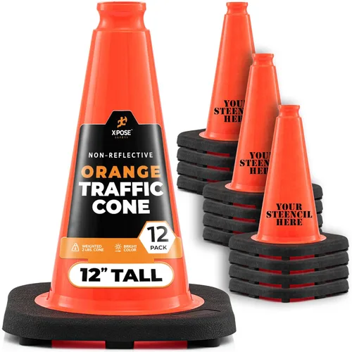 Miniatura 14 de Xpose Safety Cono de tráfico verde lima de 28 pulgadas, paquete de 4, cono de seguridad de PVC de alta calidad para estacionamiento, precaución