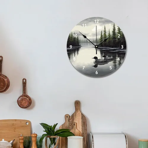 Miniatura 6 de Loon - Reloj de pared rústico de madera de estilo chic de 10 pulgadas, silencioso, sin tictac, funciona con pilas, para sala de estar, dormitorio