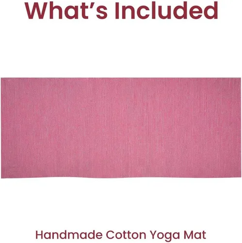 Miniatura 8 de LFH Home - Tapete de yoga de algodón hecho a mano para ejercicio, entrenamiento, fitness, perfecto y de alta calidad, ecológico, tejido de algodón
