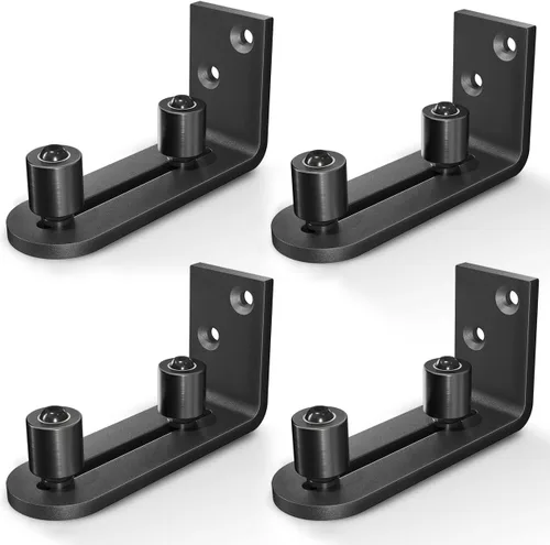 Miniatura 9 de EaseLife - Juego de 2 guías de suelo para puerta de granero, 2 opciones de montaje, sistema de montaje en pared, rodillo de rodamientos de bolas
