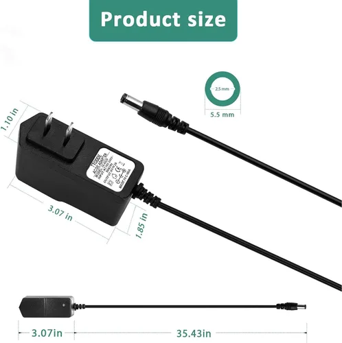 Miniatura 9 de Fuente de alimentación del adaptador AC/DC 6V 2A 12W 100-240V con enchufes de 0.157x0.067 in y 0.138x0.053 in - Cargador universal de dispositivo