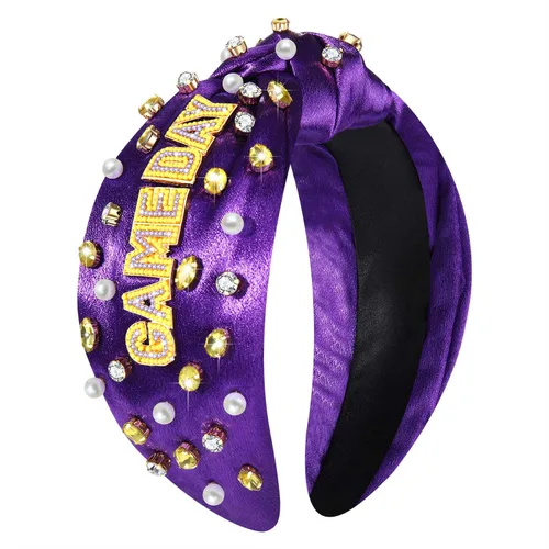 Miniatura 7 de Diadema de fútbol para mujer, accesorios de fútbol con cuentas de diamantes de imitación, diadema anudada con cristales adornados para el día