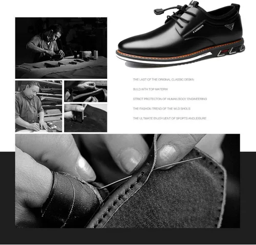 Miniatura 6 de Zapatos Oxford de cuero genuino con cordones para hombre, zapatos ligeros de moda casuales de grano completo para negocios