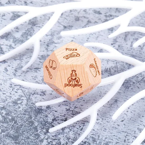 Miniatura 4 de Dados de madera para decisiones de alimentos para mujeres y hombres, regalos de cumpleaños de aniversario para novio, novia, dados divertidos