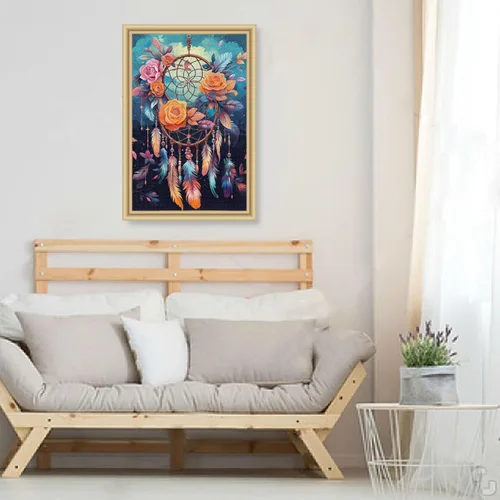 Miniatura 6 de Rompecabezas de flores atrapasueños para adultos de 1000 piezas, rompecabezas colorido con bolsa de almacenamiento de malla, rompecabezas educativos