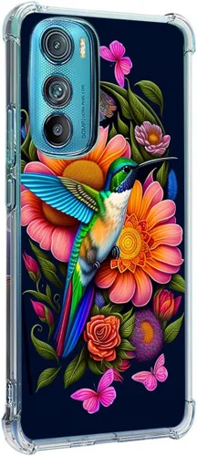 Funda para Motorola Edge 2022, colibrí, mariposa, flores, protección contra caídas, a prueba de golpes, TPU de cuerpo completo, funda protectora
