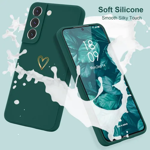 Miniatura 2 de Wirvyuer Funda para Samsung Galaxy S22, bonita funda delgada a prueba de golpes con soporte de carga inalámbrica y protección, verde