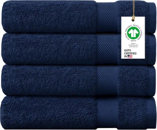 Miniatura 38 de Toallas 100% algodón orgánico de 22.93 oz/m² de felpa al tacto de secado rápido, paquete de 12 toallas de lavado de algodón orgánico, certificado