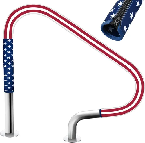 Miniatura 9 de Junkin Cubierta para pasamanos de piscina de 4 pies, cubierta para barandilla de mano de piscina con cremalleras, barandilla antideslizante, agarre
