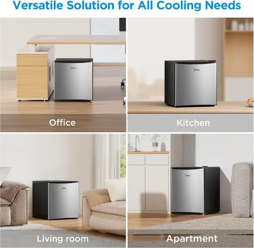 Miniatura 26 de Midea MERM33S1AST - Mini nevera compacta de 3.3 pies cúbicos con luz interna, termostato ajustable, puerta reversible, bajo ruido para dormitorio