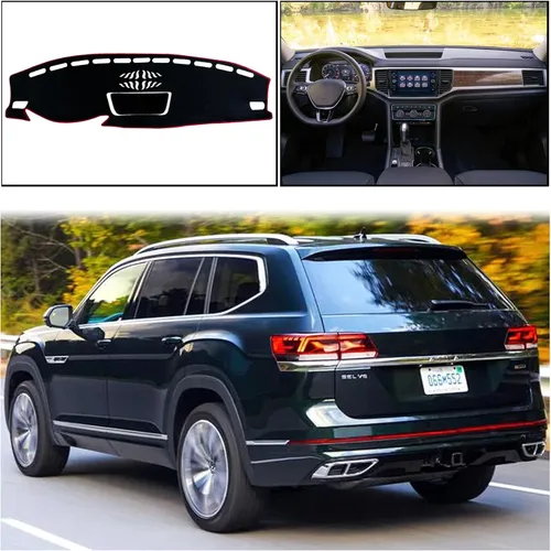 Miniatura 6 de Funda para salpicadero interior compatible con Volkswagen Atlas SUV S SE SEL y SEL Premium 2018-2023 Protector de rayos UV (borde negro)