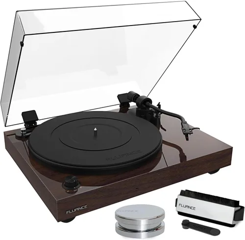 Miniatura 10 de Fluance RT82 - Tocadiscos de vinilo de alta fidelidad de referencia con cartucho Ortofon OM 10, motor de control de velocidad, peso de récord, lápiz