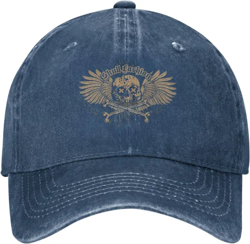 Miniatura 2 de Sombrero de vaquero de moda para hombre y mujer, ajustable para cuatro estaciones, gorra de béisbol del infierno con ángel, azul marino, Azul marino