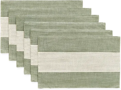 Wracra Manteles Individuales de Lino, Juego de 6 Manteles Individuales de 12 x 18 Pulgadas, Manteles Individuales de Macramé Estilo Granja para Mesa