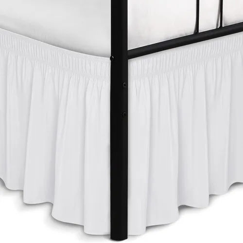 Miniatura 17 de Biscaynebay Faldas de cama envolventes con esquinas divididas para camas Twin/Twin XL de 15 pulgadas de caída, volantes de polvo elásticos Negro
