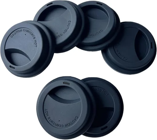 Miniatura 17 de Fundas de silicona para tazas, tapas de silicona reutilizables para tazas, tazas y tazas flexibles, tapas de tazas calientes para café, color negro