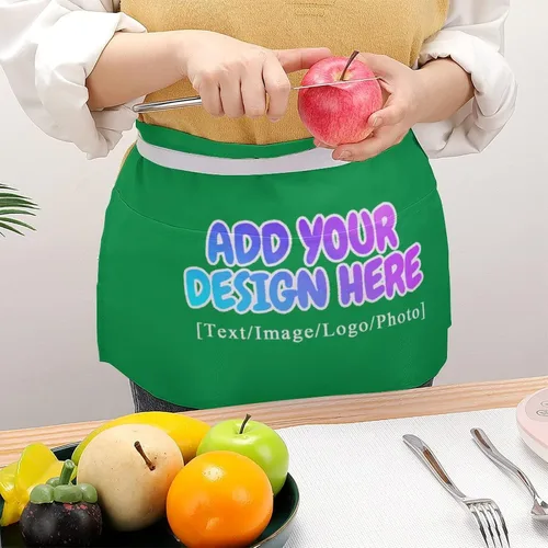 Miniatura 27 de AXKEUDO Delantal personalizado con bolsillos, delantales de cintura para camarera para cocinar en casa, restaurante, servir trabajo