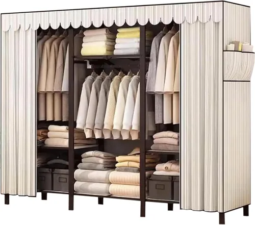 Miniatura 19 de large closets Folding Closet with Cloth Cover Clothes Closet Portable Wardrobe Closet Metal Iron Frame Closets for Bedroom Large Closet Space-saving
