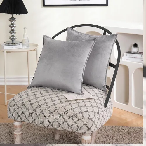 Miniatura 2 de JIAHANNHA Juego de 2 fundas de almohada de terciopelo gris, decorativas, suaves para sofá, dormitorio, sala de estar o automóvil, 20 x 20 pulgadas