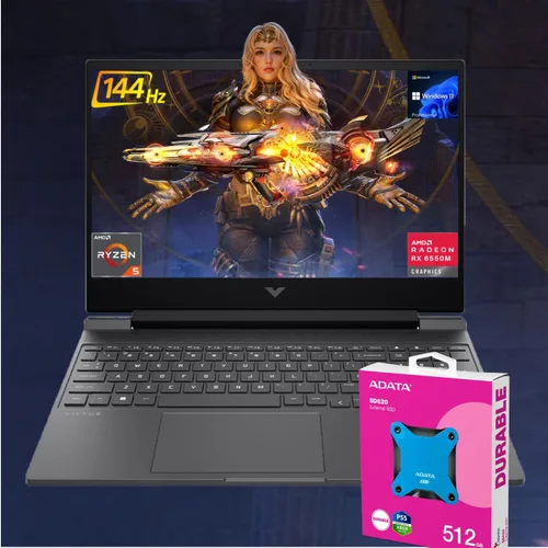HP Victus 15.6 Ryzen 5 Premium Gaming Laptop, 15.6" FHD 144Hz, Ryzen 5 7535HS (Beats i5-13420H), AMD Radeon RX 6550M (Beats GeForce RTX 3050), 16GB