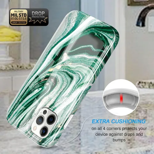 Miniatura 4 de luolnh Funda dorada brillante compatible con iPhone 13 Pro, diseño de mármol, a prueba de golpes, delgada, de silicona suave, TPU para iPhone 13 Pro