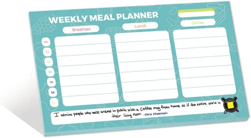 Planificador semanal de comidas, 6 x 10 pulgadas, organizador de comidas, planificador de preparación de alimentos, bloc de notas, planificador de