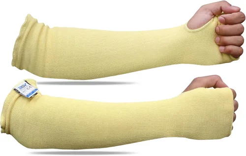 Miniatura 3 de BSV - Mangas de protección para brazo de Kevlar con orificio para el pulgar, resistentes a cortes, arañazos, mordeduras y calor, unisex, 18 Verde