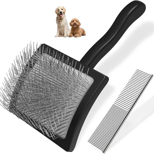 2 cepillos deslizantes para perros y peines de mascotas, cepillo profesional de aseo para perros (Goldendoodles, caniches, labradoodles) con