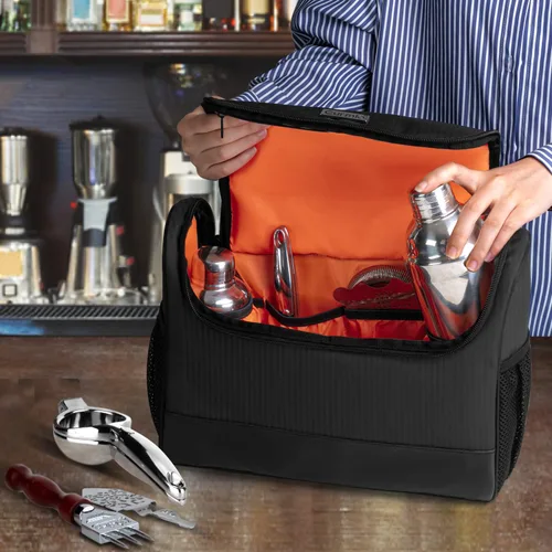 Miniatura 5 de CURMIO Bolsa para kit de barman, bolsa de transporte portátil de viaje con mango de goma para juego de herramientas de bar, para el hogar