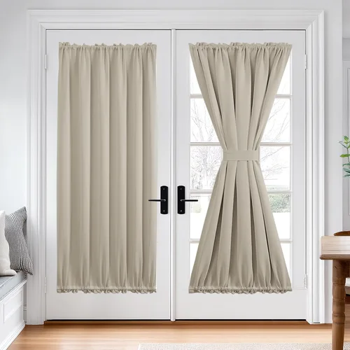 Miniatura 64 de Cortina térmica para puerta con bolsillo para barra, opacas, tratamiento de ventanas con ojales y ojales Deconovo 1 panel